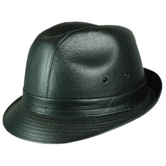 Black Leather Look Fedora-Adult, in a smallish style.
