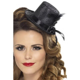 Black mini top hat headpiece costume accessory