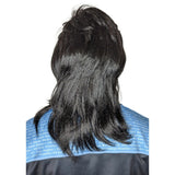 Black Mullet Bogan Wig with Long Hair at Back – Back View