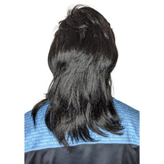 Black Mullet Bogan Wig for Mens 80s Retro Costumes – Front View