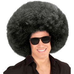 Black oversized afro wig with full rounded shape