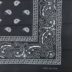 Black paisley cowboy bandana western costume accessory