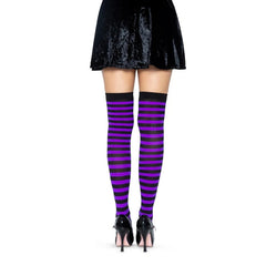 Black and purple striped thigh high Halloween stockings – Leg Avenue