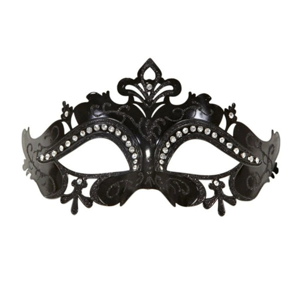Black Rhinestone Masquerade Mask – Adult Front View