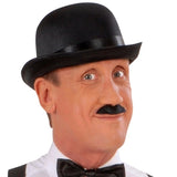 Black Satin Bowler Hat Worn with Vintage Costume