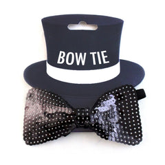 black sequin bow tie.