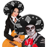 Black and Silver Sombrero Adult Costume Hat for Men and Women