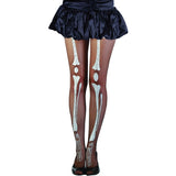 Black skeleton print pantyhose for Halloween, skeleton and gothic costumes.