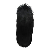 black spiky mullet wig back view.