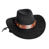 Black suede cowboy hat with bull decor