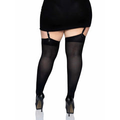 Black opaque plus size thigh highs by Leg Avenue