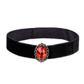 Black Velvet Choker With Red Stone