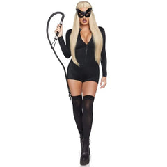 Black vinyl cat mask with curved ears and glossy finish – costume accessory by Leg Avenue