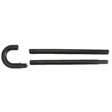 Close-up of black cane with screw-together design