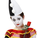 Child with black and white make up for a mime clown