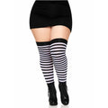 Black & White Stripe Thigh Highs – Plus Size