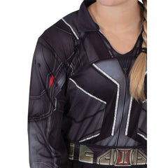 Black Widow adult costume with jumpsuit and gauntlets