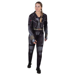 Black Widow adult costume with jumpsuit and gauntlets