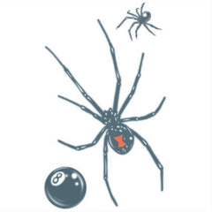 Tinsley Temp Tattoo - Black Widow, 2 spiders and no 8 billard ball.