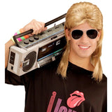Blonde mullet wig with glasses 1980s style