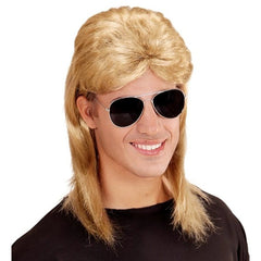 blonde 80s mullet wig glasses costume