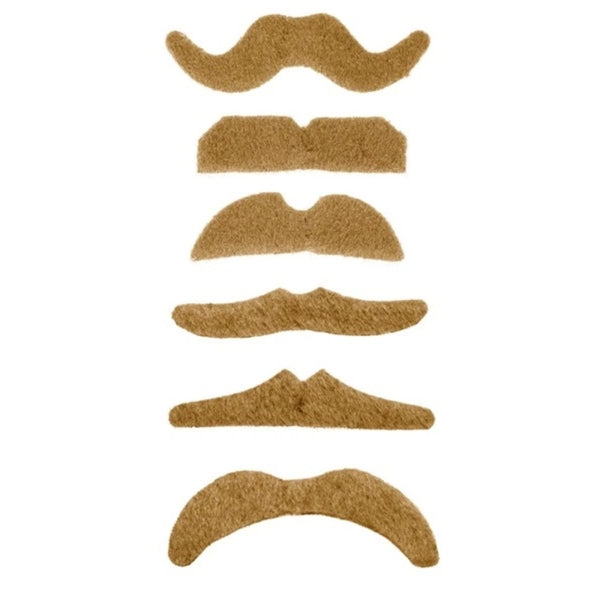 Blonde Adhesive Moustache – 6 Assorted Styles