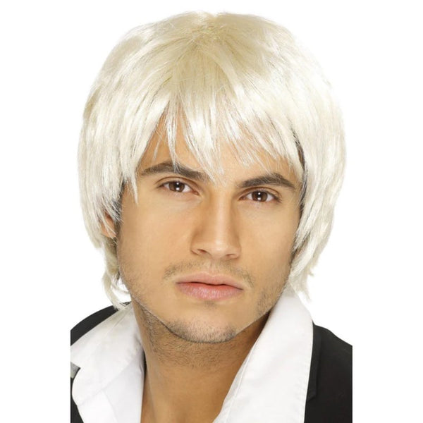 Blonde boy band wig in 60s and 70s mod style, perfect for Ken or retro costumes