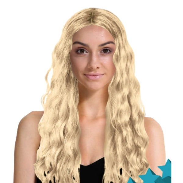 Blonde wavy wig with middle part