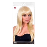 Packaging for long blonde vogue wig with fringe