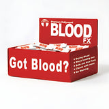 Small sachet of fake blood by Tinsley Transfers, safe non-toxic makeup accessory for Halloween and zombie costumes.