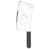43cm butcher cleaver with silver blade and blood splatter, black handle – perfect for horror costumes