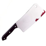 29cm plastic bloody cleaver prop with silver blade, red blood effect and black handle