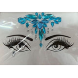 Blue and crystal diamante face jewels with teardrop gem – stick-on accessory for festivals or costumes