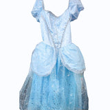 blue princess fairytale dress on a white background