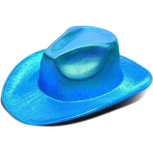 Blue shimmer cowboy hat – festival or costume accessory for adults