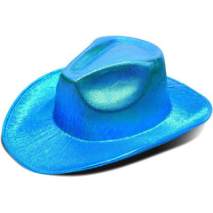 Blue shimmer cowboy hat – festival or costume accessory for adults