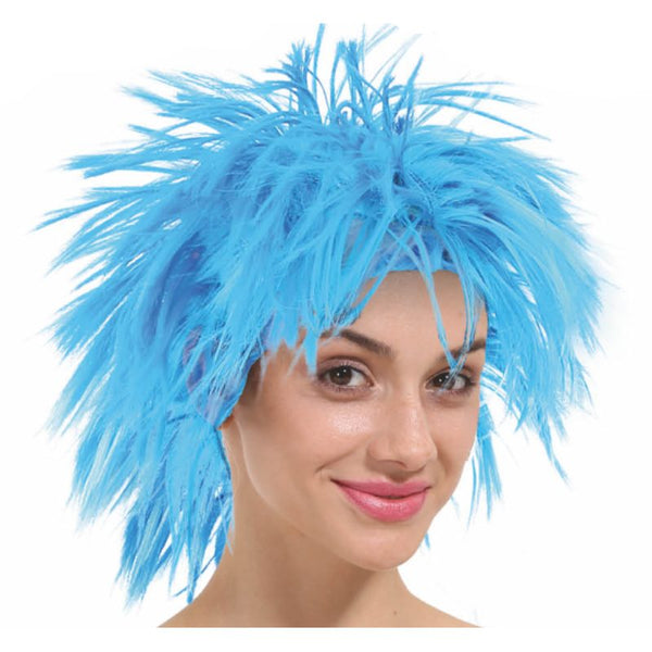 blue spiky wig for ladies.