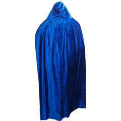 Adult blue velvet hooded cape, 150cm full length with hood – perfect for medieval festivals, witches, druids, elves, or fantasy costumes