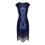 1920s Fringe Flapper Dress - Royal Blue - Hire
