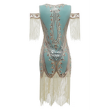 1920s Sequin Daisy Dress - Blue - Hire