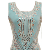 1920s Sequin Daisy Dress - Blue - Hire