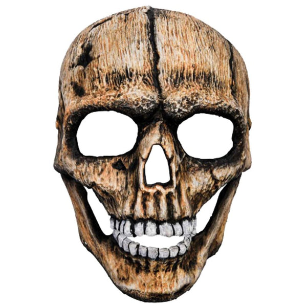 Bone Skeleton Face Mask, full face, aged look with glowing teeth.