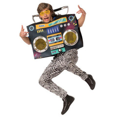 Adult boom box novelty costume featuring foam tunic design