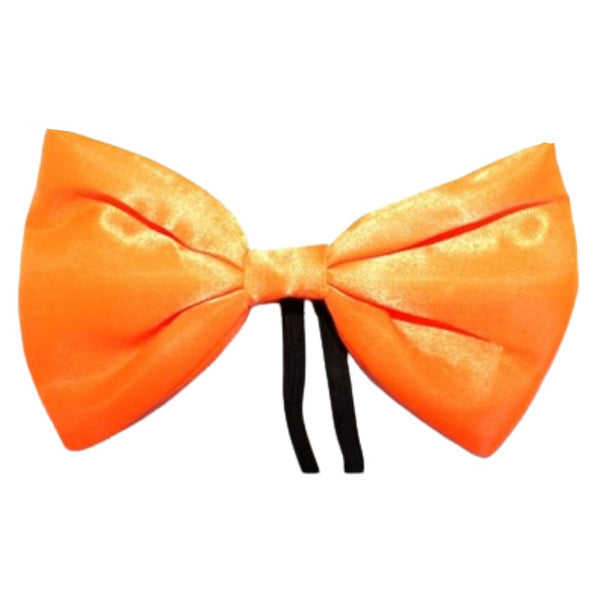 Bow tie in neon orange on black elastic.