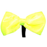 Bow tie in neon yellow on black elastic.