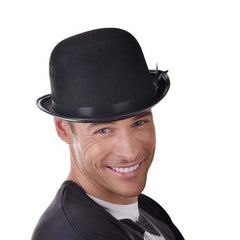 Classic black feltex bowler hat, adult size, perfect for Charlie Chaplin or historical costumes