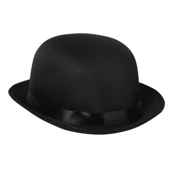 Bowler Hat - Black Satin - Dr Toms, adult size.