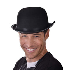 Classic black feltex bowler hat, adult size, perfect for Charlie Chaplin or historical costumes