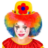 Female wearing clown bowler hat