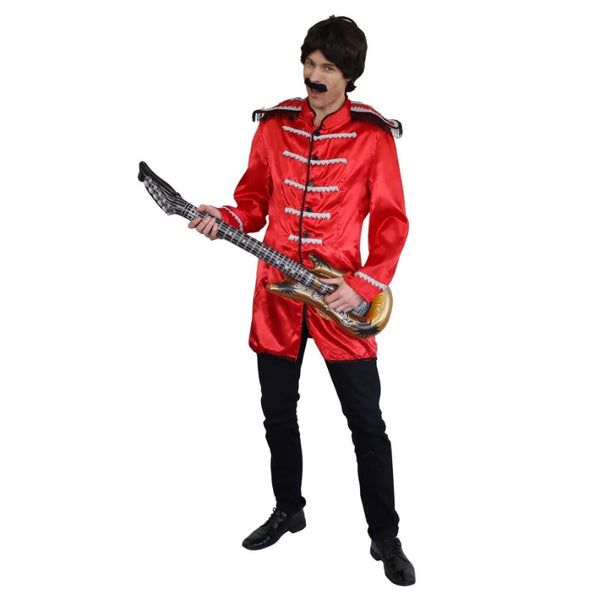 Red British military-style costume jacket with braid trim – Dr Toms 60s musician outfit